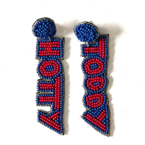 Hotty Toddy Beaded Earrings - Ole Miss Earrings - Game Day Earrings - Picture 1 of 2